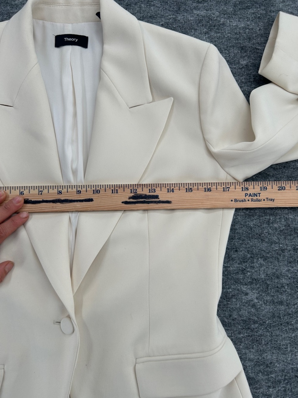Theory Ivory Single-Button Notch-Lapel Angled Blazer Admiral Crepe SZ4 - Picture 9 of 15